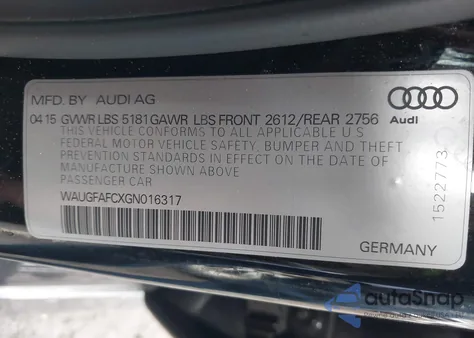 2016 Audi A6 2.0T Premium Plus z USA, uszkodzony, nr VIN WAUGFAFCXGN016317